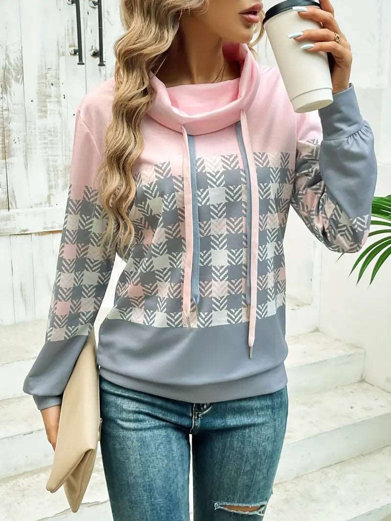 Plaid Mix Style Sweatshirt