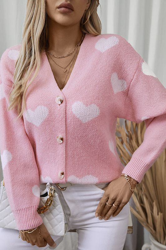 Heart Shaped Jacquard Cardigan