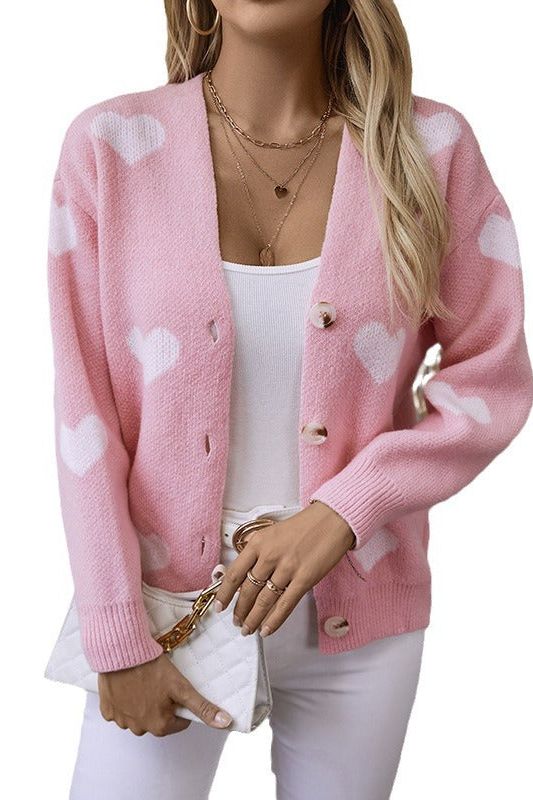 Heart Shaped Jacquard Cardigan