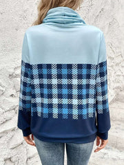 Plaid Mix Style Sweatshirt