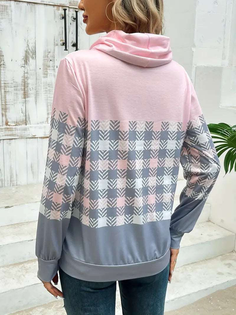 Plaid Mix Style Sweatshirt